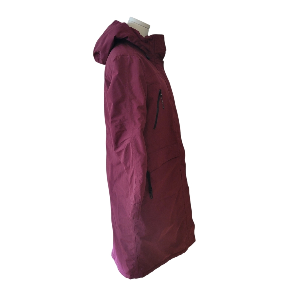 Lands End Wine Color Hooded Waterproof Long Parka Coat Size Small - Picture 2 of 5